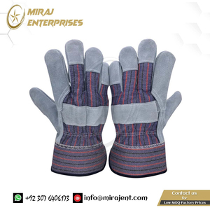 ถุงมือทำงานเชื่อมหนังวัวสำหรับผู้ชายถุงมือหนังป้องกันเพื่อความปลอดภัยถุงมือหนังสำหรับเล่นกีฬาถุงมือทำงานจากปากีสถาน - Product Image 6