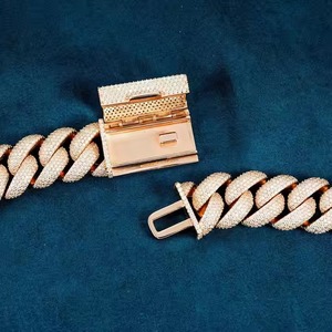 สร้อยคอห่วงโซ่ชุบเคลือบสีโรสโกลด์สำหรับผู้ชายหลากสีแบบคิวบา - Product Image 4