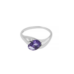 Classically Styled Natural Oval <b>Amethyst</b> Gemstone <b>Ring</b> Sterling Silver Plated Tension Set Unisex for Weddings Parties IGI - Product Image 5