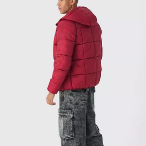 Veste matelassée en toile avec logo personnalisé, pour homme, hiver, imperméable, réversible, surdimensionnée, épaisse, chaude, streetwear - Product Image 2