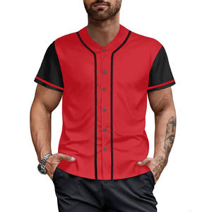 Maillot de baseball personnalisé rouge et noir pour hommes, respirant, polyester 220G, uniforme d'équipe OEM avec logo imprimé - Product Image 5