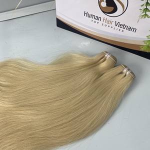 100% Extensiones de cabello humano de Vietnam Doble dibujado Virgen Trama única Rubio Recto Onda natural Curl Atado a mano Raw PERRUQUE - Product Image 2