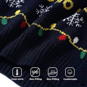 Pulls pour hommes 100% laine, tricotés sur mesure, pull d'hiver avec design de cardigan de Noël, respirant et neuf pour la saison hivernale - Product Image 6