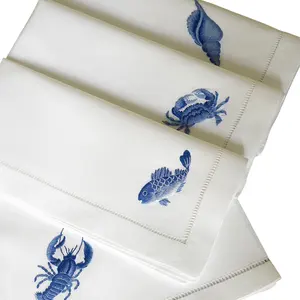 Serviettes en tissu de broderie serviettes de table lavables douces réutilisables pour la Table à manger OEM de dîner de famille de fête de mariage