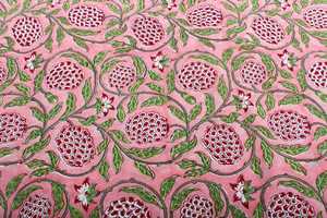 Fabric by Yard Strawberry Pink Green and Red Indian Floral Block Printed Cotton <strong>Cloth</strong> for Gift Dress Bags Women's Clothing
