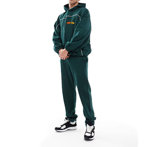 OEM/ODM Sweat à capuche en polaire d'hiver personnalisé, coupe ample, couleur unie, passepoil, épaules tombantes, polyester/coton, tendance - Product Image 1