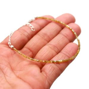 Yellow Diamond Gold Vintage <b>925</b> <b>Sterling</b> <b>Silver</b> <b>Bracelet</b> Handmade 100% Natural Faceted Rondelle Beads Personalized Jewelry Gift - Product Image 4