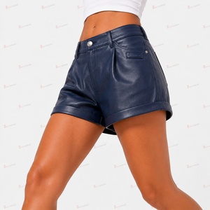 Shorts pour femme Tiierwear taille mi-haute en similicuir PU imperméable, respirant, coupe-vent, écologique, style streetwear, couleur unie, fermeture boutonnée - Product Image 3