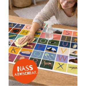 Tapis de bureau ABC pour enfants 60x40 cm, tapis de jeu avec animaux assortis à chaque lettre - Product Image 4