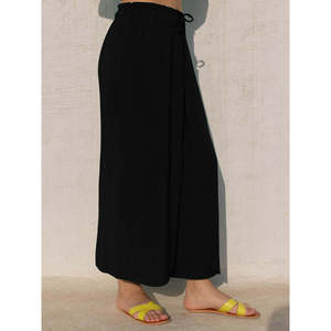 Pantalon palazzo évasé taille haute - Pantalon enveloppant en mélange de chiffon respirant - Product Image 3
