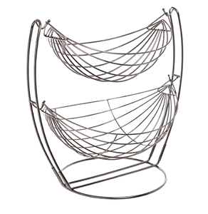 Nouveauté Corbeille à fruits en métal à deux niveaux de haute qualité, design créatif, faite à la main avec revêtement en poudre, fabricant en gros direct - Product Image 1