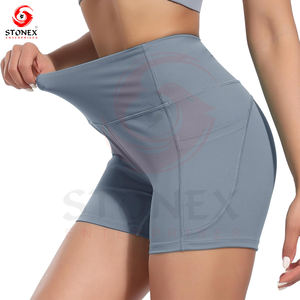 Pantalones cortos sin costuras para mujer, ropa deportiva para entrenamiento con cintura alta y logotipo personalizado, novedad - Product Image 5