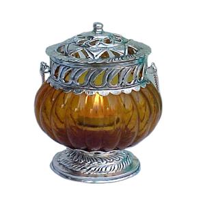 Bougeoir votif en laiton argenté et verre Décoration de la maison Bougeoir votif en verre pour les mariages et Noël - Product Image 1