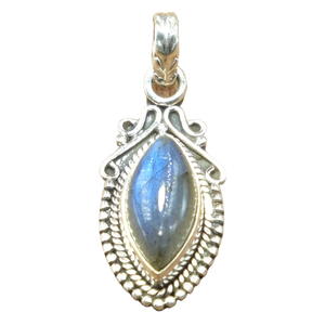 Natural Blue <b>Labradorite</b> Gemstone Marquise Shape 925 Sterling Silver Handmade Boho Designer <b>Pendant</b> Jewelry For Women & Girls - Product Image 1