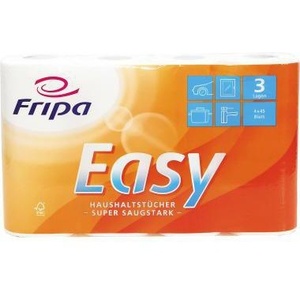 Fripa Easy 3-Ply Kitchen Roll 100% Virgin <b>Pulp</b> Bright White 4 Rolls/ Pack Kitchen Paper - Product Image 1
