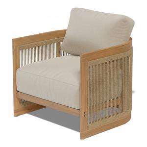 Ensemble de canapés de jardin contemporains pour villa, avec structure en teck massif, tissage en corde, coussins imperméables, durables et écologiques - Product Image 2