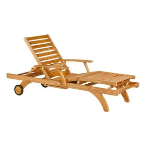 Chaise longue moderne de luxe en teck massif Chaise longue pour piscine extérieure pour hôtels Villas Parcs Plages Chaises longues en bois - Product Image 5