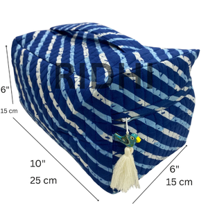 กระเป๋าใส่ของใช้ส่วนตัวขนาดใหญ่ ทำมือ ลายอินดิโก้ ผ้าฝ้ายควิลท์ เป็นมิตรกับสิ่งแวดล้อม หูหิ้วนุ่ม ใช้ซ้ำได้ สำหรับการช้อปปิ้งและการเดินทางประจำวัน - Product Image 4