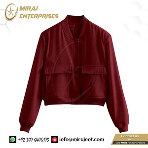 Blouson aviateur décontracté boutonné Varsity Y2K Jackets Shackets With Pockets Outwear - Product Image 2