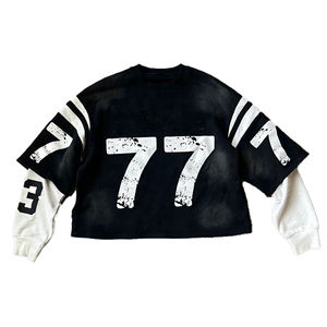 Nouveauté T-shirt à col rond Hip Hop Coupe régulière Double couche Écologique Anti-froissement Streetwear 100% coton Printemps - Product Image 3