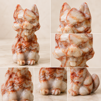 Sculpture de chien Shiba Inu en cristal, figurine en pierre naturelle polie à la main pour le salon, la chambre, le bureau, les étagères et la décoration de cadeaux