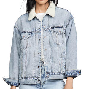 Chaqueta vaquera de manga larga con cuello vuelto y aspecto informal transpirable con logotipo personalizado de alta calidad, nueva y elegante chaqueta vaquera con bolsillo lateral para mujer - Product Image 6