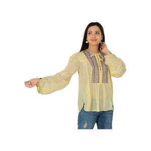 Tops de algodón bordados, ropa de verano, camisas casuales, blusa hecha a mano para mujer, blusa bohemia de manga larga - Product Image 3