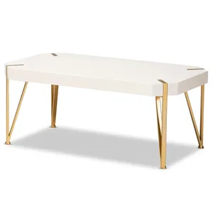 Mesa de centro moderna personalizable para sala de estar con placa de oro elegante superior de mármol de alta calidad aspecto elegante tamaño personalizado - Product Image 1