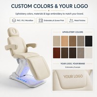 Fauteuil de traitement électrique blanc crème avec base lumineuse LED réglable, télécommande et repose-tête – Équipement de spa moderne