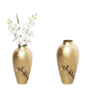 Vase à fleurs en laiton et fer forgé fait à la main, design moderne, pour mariage, bureau, salon, pot avec motif de feuilles, fournisseur en gros - Product Image 2