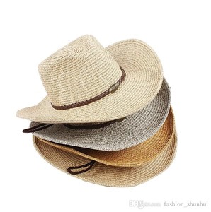 Wholesale Natural Grass Fishing Unisex Soft <b>Hat</b> High-quality Wide Brimmed <b>Straw</b> <b>Hat</b> with Cowboy Style for <b>Summer</b> Beach Fashion - Product Image 3