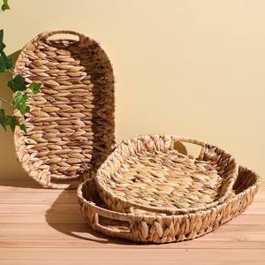 Plateaux en jacinthe d'eau naturelle, accessoire cadeau pour la maison, plateau pour servir du thé, du café, des collations, vente en gros - Product Image 2