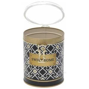 Boîte en fer blanc Kontensan EF11288 1L 105x130 mm avec fermoir à fil, couvercle transparent, lignes géométriques, fond noir, recyclable, sans soudure - Product Image 4