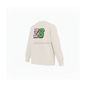 Sweat-shirt polaire en coton de qualité supérieure doux brossé à l'intérieur de la couleur crème chenille broderie logo design personnalisé Basics Sweatshirts - Product Image 4