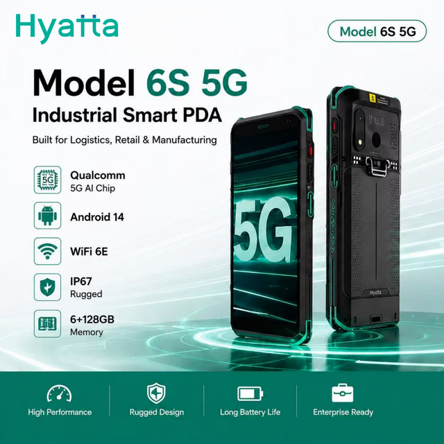 5G WiFi-6E Android 14 PDA 6+128GB GMS IP67 1.5m Drop Hot Swap Battery Without Shutdown Industrial Portable Handheld Mobile Data