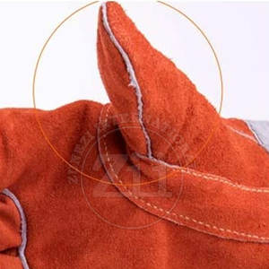 Gants de soudage en cuir robustes et personnalisés, doublure polaire, résistance au feu, protection contre les éclaboussures de métal fondu, service OEM, MIG/TIG - Product Image 5