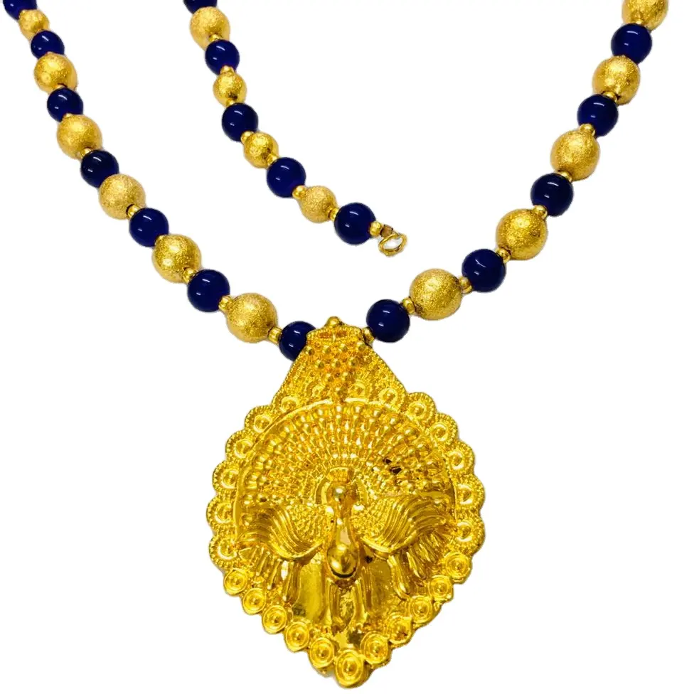 Conjunto de joyería de tela india con plumas de pavo real abiertas, collar de moda, joyería de Dubái, juegos chapados en oro y plata de 24K
