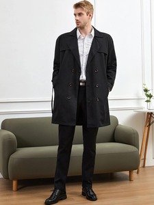 เสื้อโค้ทขนสัตว์ผู้ชายแบบใหม่ ดีไซน์ใหม่ สำหรับฤดูใบไม้ร่วงและฤดูหนาว สีพื้น เสื้อโค้ทขนสัตว์ผู้ชายแบบลำลอง สไตล์เทรนช์โค้ท - Product Image 3