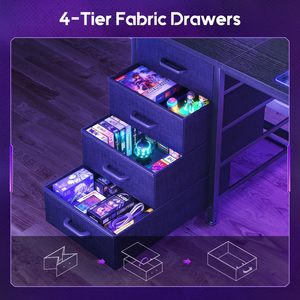 <span class=keywords><strong>Bureau</strong></span> de jeu moderne en L avec éclairage LED, panneau perforé et tiroirs, <span class=keywords><strong>bureau</strong></span> d'angle pour <span class=keywords><strong>ordinateur</strong></span> DR524 - Product Image 4