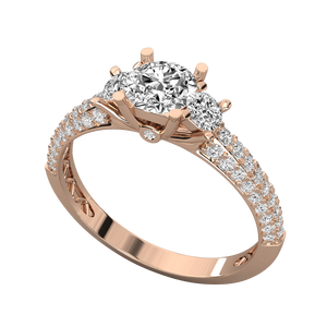 Bague de fiançailles en or jaune 18 carats avec diamant de laboratoire taille radiant, clarté VS et pierre d'accentuation taille poire - Product Image 5