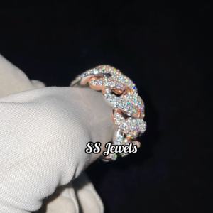 Anillo Cubano de Oro CVD de 10K para Hombre y Mujer, Banda de Boda con Diamantes, Estilo Hip Hop, VVS Lab Grown, Unisex - Product Image 3