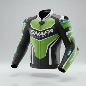 เสื้อแจ็คเก็ตมอเตอร์ไซค์หนังวัวแท้คุณภาพพรีเมียมสำหรับผู้ชาย พร้อมโลโก้แบบกำหนดเอง ดีไซน์ใหม่ แจ็คเก็ตแข่งรถมอเตอร์ไซค์ - Product Image 1