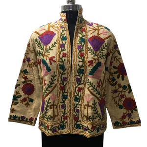 Fait à la main Boho Chic multicolore Suzani brodé coton veste respirant traditionnel Artisan conçu Design floral pour les femmes - Product Image 1