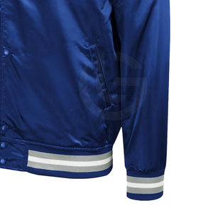 High Quality100% Polyester Knitted Fabric Satin Bomber Baseball School Jacket for men Women Custom Embroidery Logo <b>Breathable</b> - Product Image 4