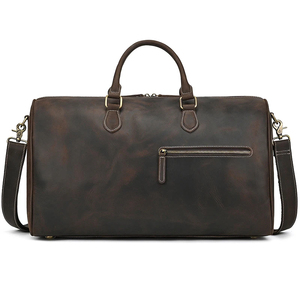 Sac de voyage pliable en cuir véritable, durable, avec fermeture à glissière et sangle amovible pour les voyages - Product Image 3