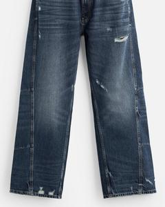 กางเกงยีนส์ทรงหลวมของผู้ชายแบบกำหนดเองกางเกงขายาวสไตล์วินเทจแบบผูกเชือก - Product Image 6