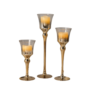 Ensemble de 3 bougeoirs couleur or fer taille et forme personnalisées bougeoirs du meilleur exportateur en Inde - Product Image 5