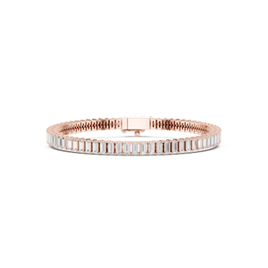 Fashion Luxury 14K Rose <b>Gold</b> Plated Baguette Diamond <b>Bracelet</b> Lab Grown Excellent Grade Unisex Certified Wedding Jewelry - Product Image 5