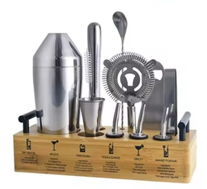 Chuyên Nghiệp <span class=keywords><strong>Barware</strong></span> Công Cụ Bằng Gỗ Đứng Thép Không Gỉ Bartender <span class=keywords><strong>Set</strong></span> 11Pcs Thanh Phụ Kiện Cocktail Shaker <span class=keywords><strong>Set</strong></span> Cocktail Kit - Product Image 5
