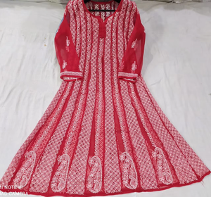Hermoso diseño en Anarkali estampado de tela con hilo grueso bordado-2019 - Product Image 6